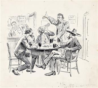 FREDERICK BURR OPPER (1857-1937) Sunday Night Meeting, anarchists and police.